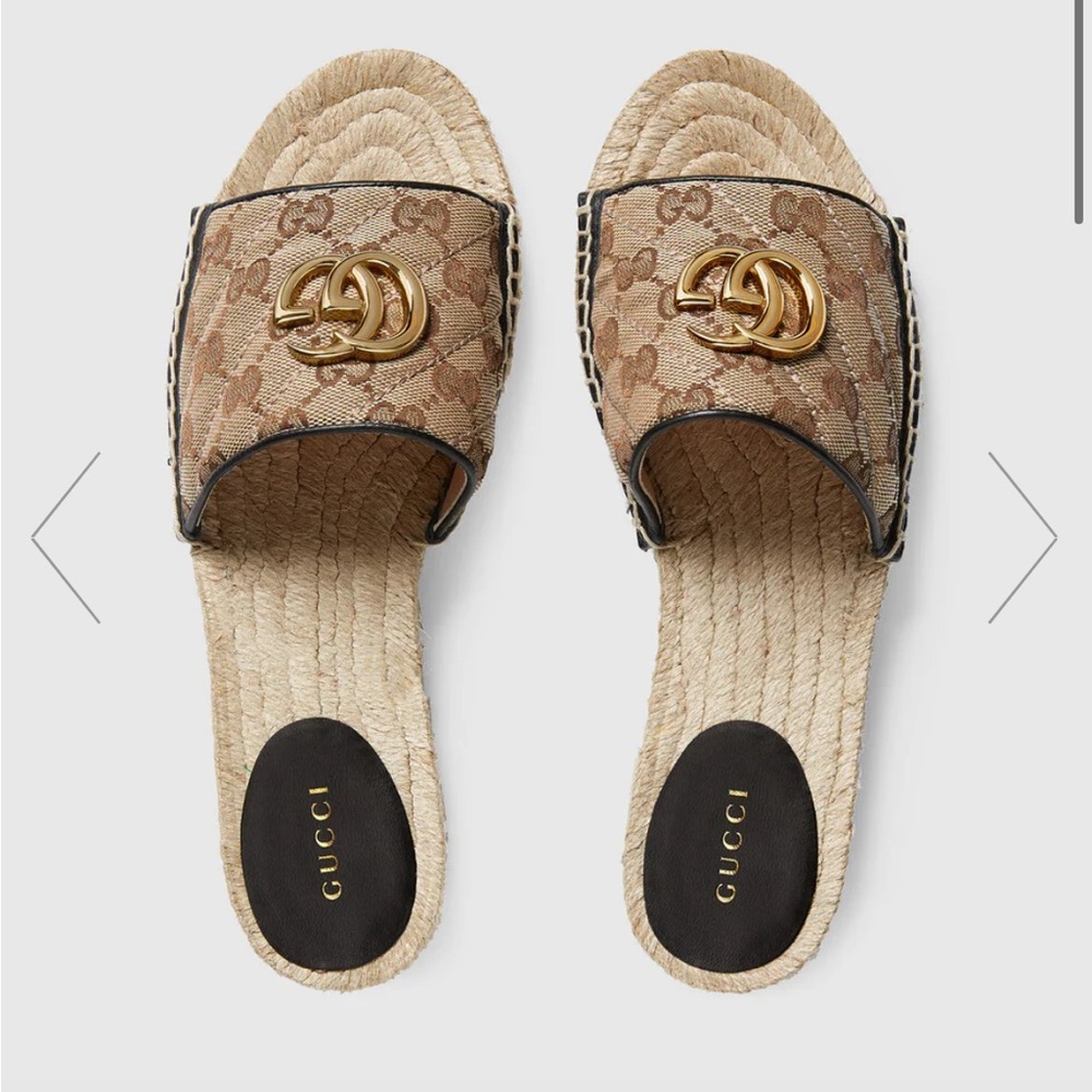Gucci WOMEN'S GG MATELASSÉ CANVAS ESPADRILLE SANDAL authentic